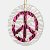 PEACE daisy flower zebra-vriendschap ornamit roze Keramisch Ornament (Links)
