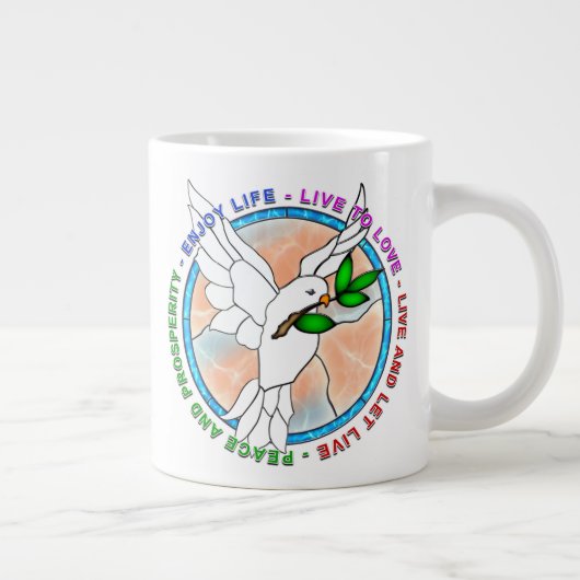 "PEACE DOVE" 20oz Giant Coffee-Mok Grote Koffiekop (Rechts)