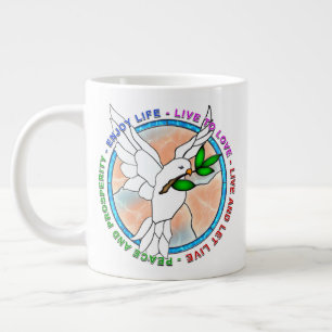 "PEACE DOVE" 20oz Giant Coffee-Mok Grote Koffiekop