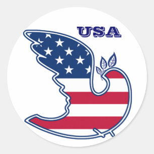 Peace Dove. Amerikaanse patriottische designsticke Ronde Sticker