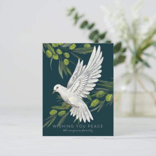 Peace Dove and Olive Branches Vakantie Briefkaart (Staand voorkant)
