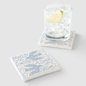 Peace Dove Birds and Wildflowers Blue Stenen Onderzetter (Zijkant)