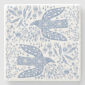 Peace Dove Birds and Wildflowers Blue Stenen Onderzetter (Voorkant)