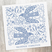 Peace Dove Blue Bird Personalized Name Notitiekaartje