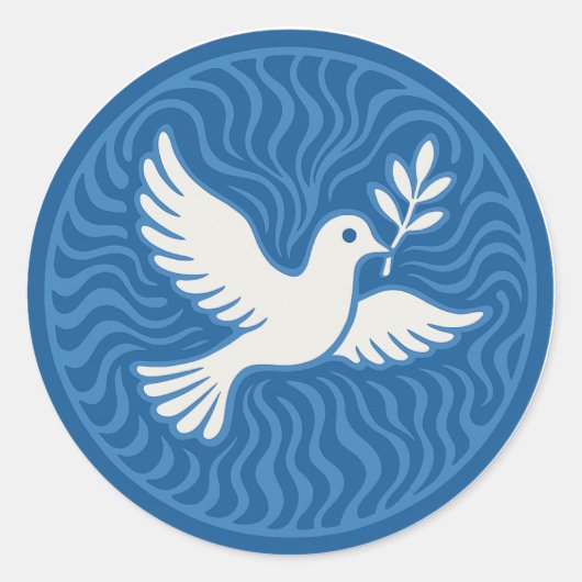 Peace Dove Blue Wave Emblem Vinyl Sticker (Voorkant)
