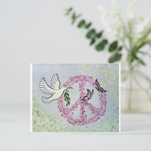 Peace Dove Butterflies Briefkaart (Staand voorkant)