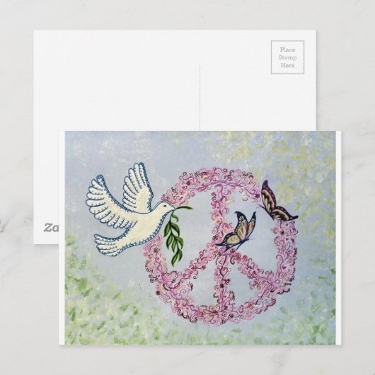 Peace Dove Butterflies Briefkaart (Voorkant / Achterkant)