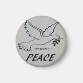 Peace Dove Button with scripture Magneet (Voorkant)