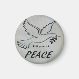 Peace Dove Button with scripture Magneet