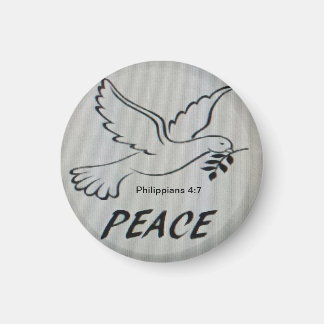 Peace Dove Button with scripture Magneet