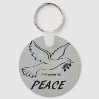 Peace Dove Button with scripture Sleutelhanger