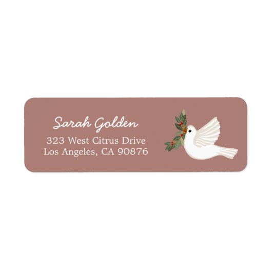 Peace Dove Christmas CUSTOM Mailing Retouradres Etiket (Voorkant)