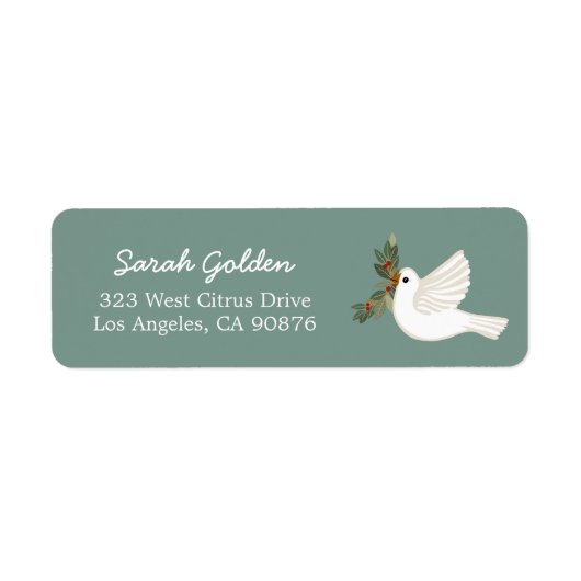 Peace Dove Christmas CUSTOM Mailing Retouradres Etiket (Voorkant)