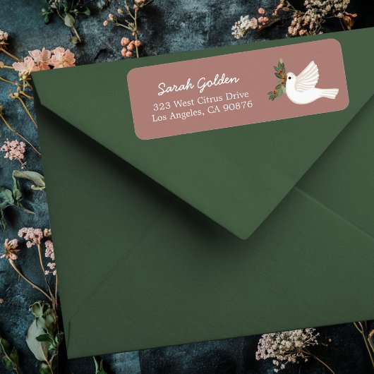 Peace Dove Christmas CUSTOM Mailing Retouradres Etiket