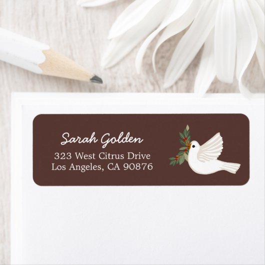 Peace Dove Christmas CUSTOM Mailing Retouradres Etiket (Insitu)