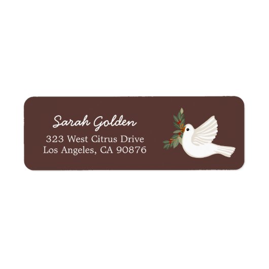 Peace Dove Christmas CUSTOM Mailing Retouradres Etiket (Voorkant)