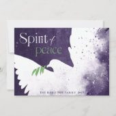 Peace Dove Deep Paarse Feestdagenkaart (Voorkant)