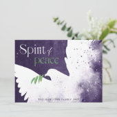 Peace Dove Deep Paarse Feestdagenkaart (Staand voorkant)