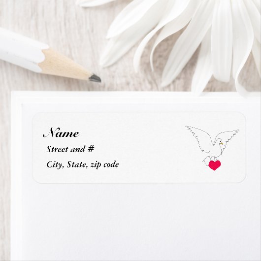 Peace Dove en een hart Etiket