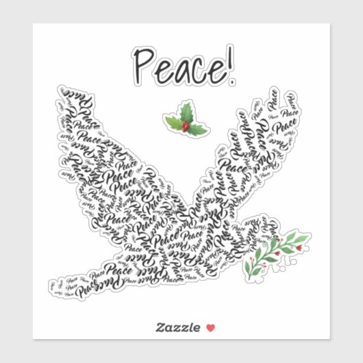 Peace Dove en Holly Sticker (Vel)