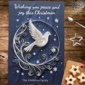 Peace Dove Faux Papercraft Elegant Blue Christmas Theedoek