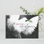 Peace Dove Foto Vrolijk Kerstmis Zwart Wit Feestdagenkaart (Staand voorkant)