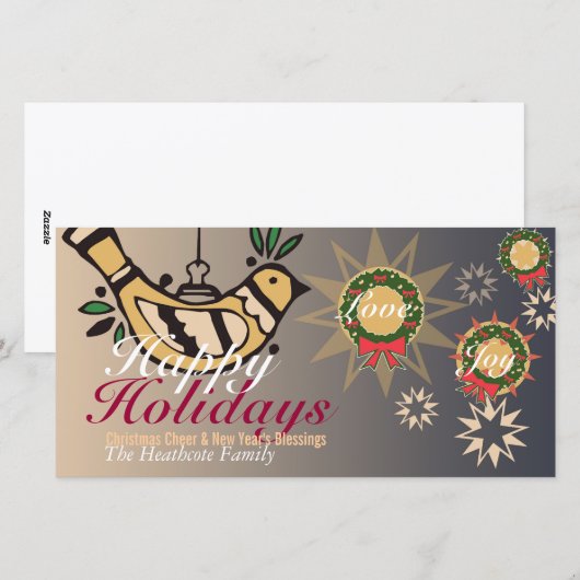 Peace Dove Holiday Love Joy Wenskaart Feestdagenkaart (Voorkant / Achterkant)