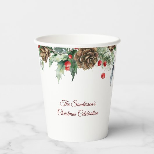 Peace Dove Holly Christian Christmas Papieren Bekers (Achterkant)