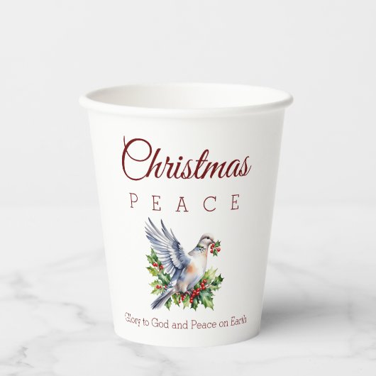 Peace Dove Holly Christian Christmas Papieren Bekers (Voorkant)