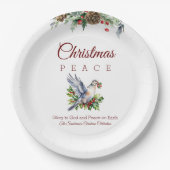 Peace Dove Holly Christian Christmas Papieren Bordje (Voorkant)