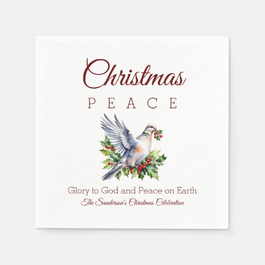 Peace Dove Holly Christian Christmas Servet (Voorkant)