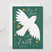 Peace Dove Illustrated Kerstmis Kaart (Voorkant)