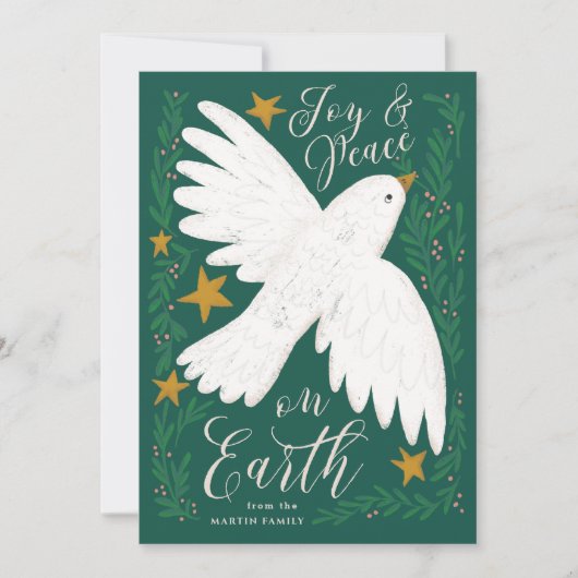 Peace Dove Illustrated Kerstmis Kaart (Voorkant)