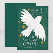 Peace Dove Illustrated Kerstmis Kaart (Voorkant / Achterkant)