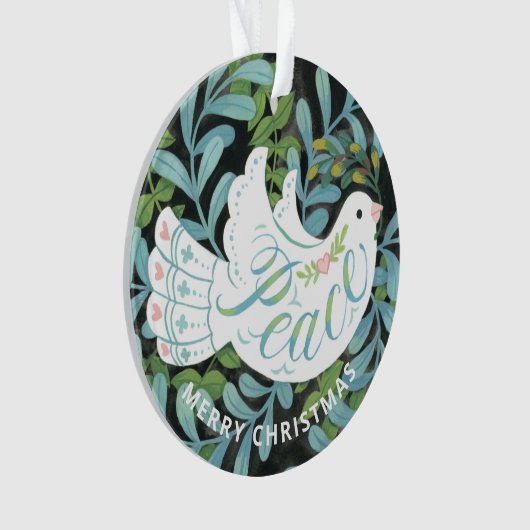 Peace Dove Illustrated Kerstmis Ornament (voorkant)