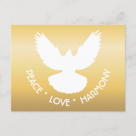 Peace Dove in Flight White op Gold Simply Elegant Briefkaart