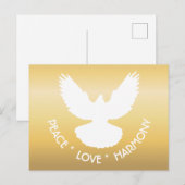 Peace Dove in Flight White op Gold Simply Elegant Briefkaart (Voorkant / Achterkant)