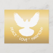 Peace Dove in Flight White op Gold Simply Elegant Briefkaart (Voorkant)