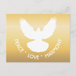 Peace Dove in Flight White op Gold Simply Elegant Briefkaart