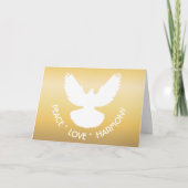 Peace Dove in Flight White op Gold Simply Elegant Kaart (Voorkant)