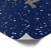 Peace Dove in Silver op een Starry Sky-achtergrond Poster (Hoek)