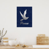 Peace Dove in Silver op een Starry Sky-achtergrond Poster (Keuken)