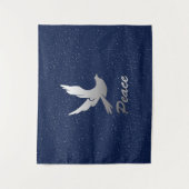 Peace Dove in Silver op een Starry Sky-achtergrond Wandkleed (Voorkant)
