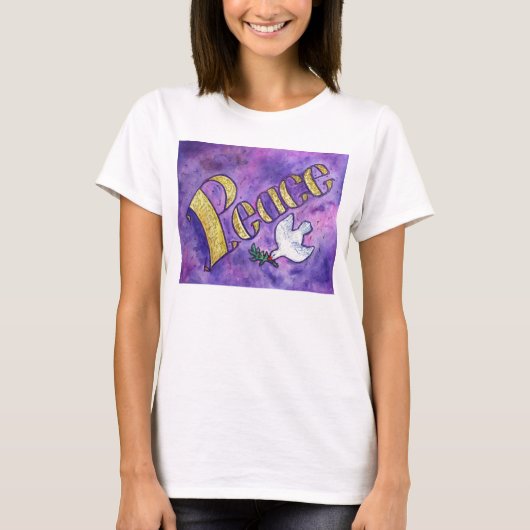 Peace Dove Inspirerend Word Art T-shirts (Voorkant)