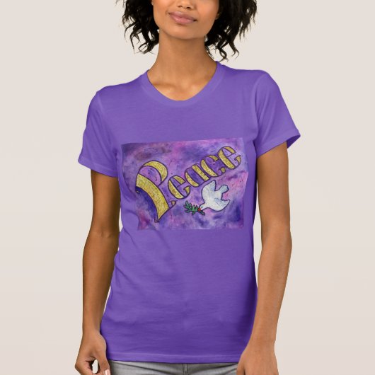 Peace Dove Inspirerend Word Art T-shirts (Voorkant)