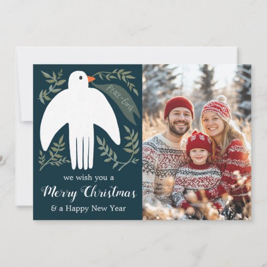 Peace Dove Kerstvakantie CUSTOM FOTO Kaart (Voorkant)