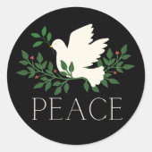 Peace Dove Kerstvakantie Ronde Sticker (Voorkant)