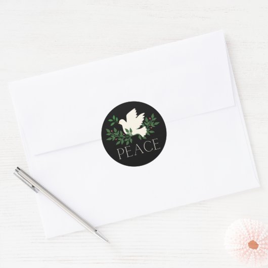 Peace Dove Kerstvakantie Ronde Sticker (Envelop)