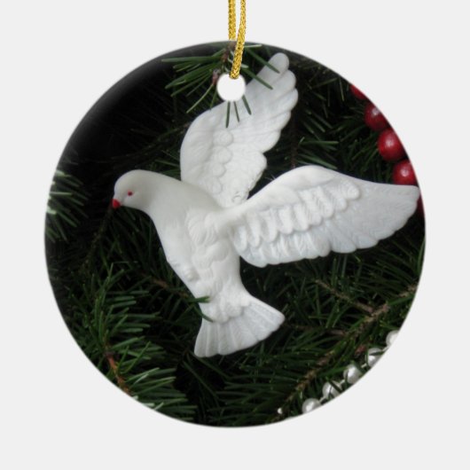 Peace Dove-kerstversiering, foto Keramisch Ornament (Voorkant)