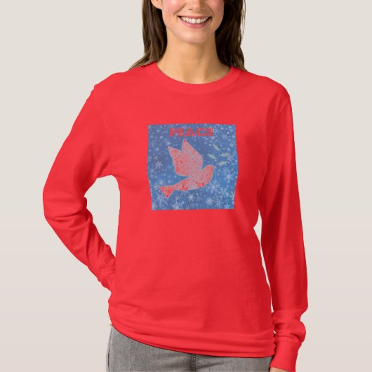 Peace Dove Long Meve met Kerstmis Shirt (Voorkant)